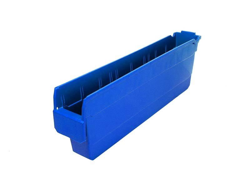 Plastic Shelf Bins - 4 x 12 x 4, Blue